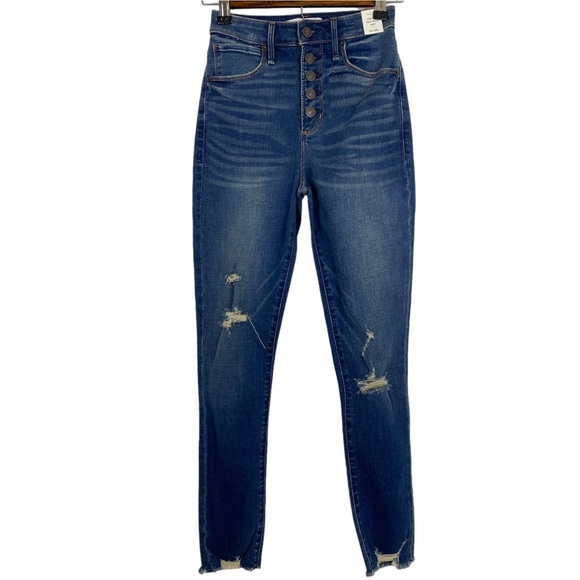Abercrombie & Fitch Womens Jeans Size 24/00 R Curve Love High Rise Super Skinny - Picture 1 of 13